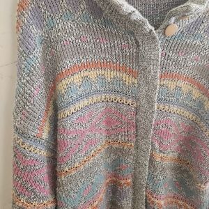 Multicolor, Oversized, Soft,  Patterned Women's Zip Sweater